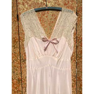 40s Vintage Pink Rayon Nightgown Bennington XL 42